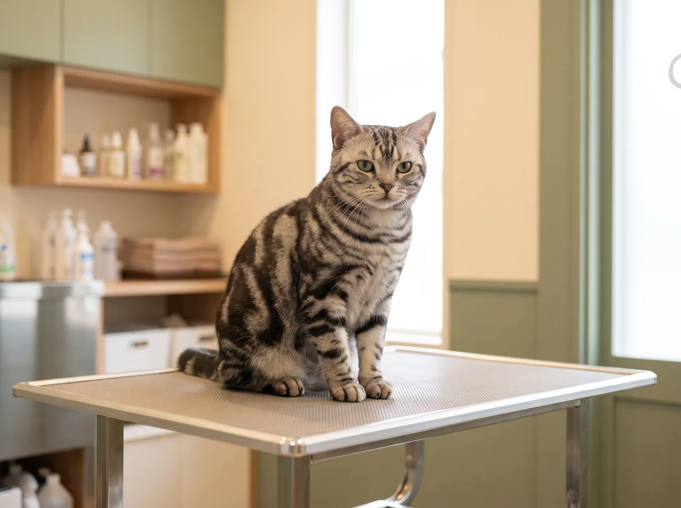 An American Shorthair, a hard working coat that asks for almost nothing