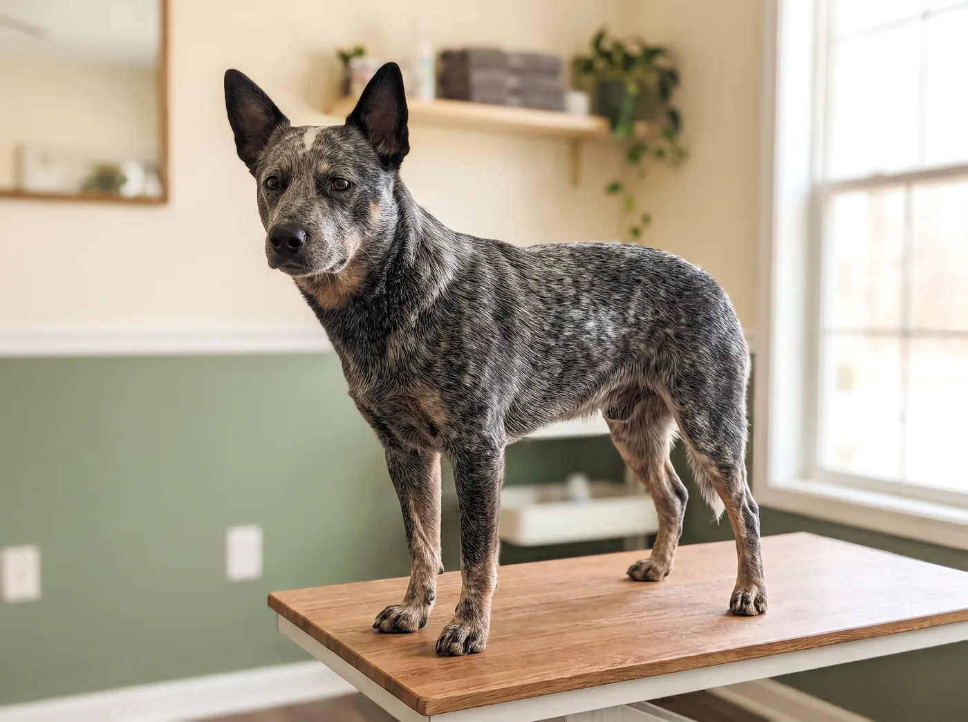 An Australian Cattle Dog, a short double coat that sheds far more than it looks