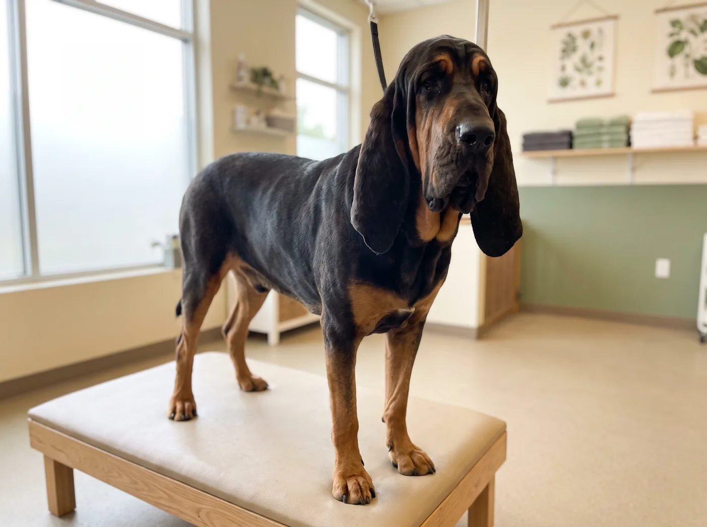 A Bloodhound, the most extreme ears and folds on any dog