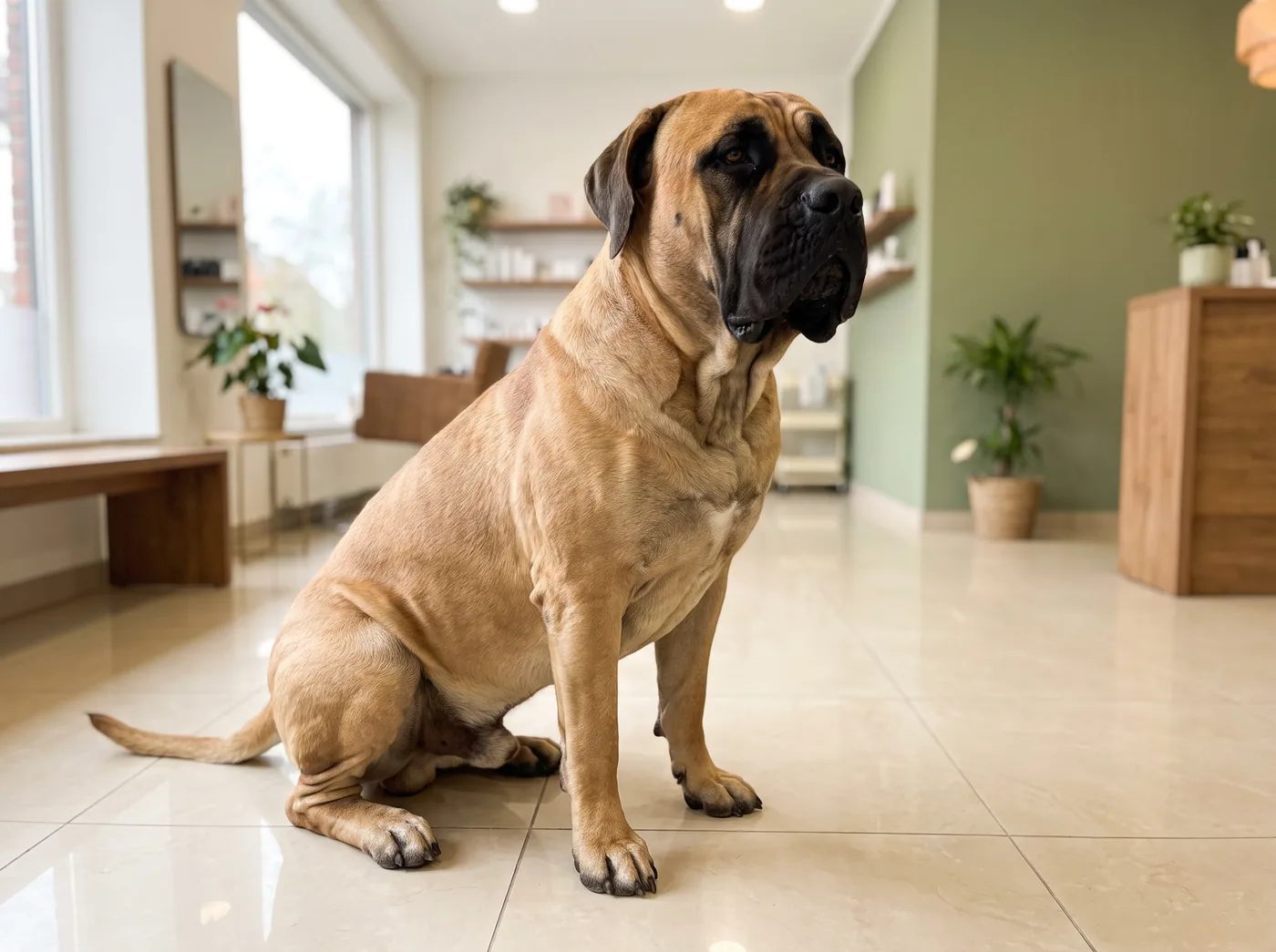 A Boerboel, a five minute coat on two hundred pounds of dog