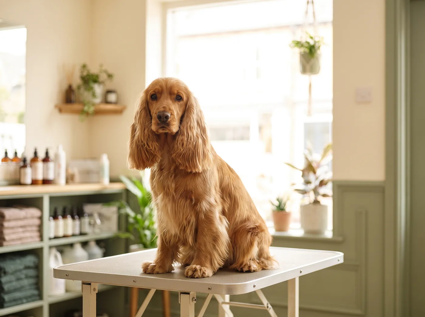 A Cocker Spaniel, where the ears and feathering are the whole job