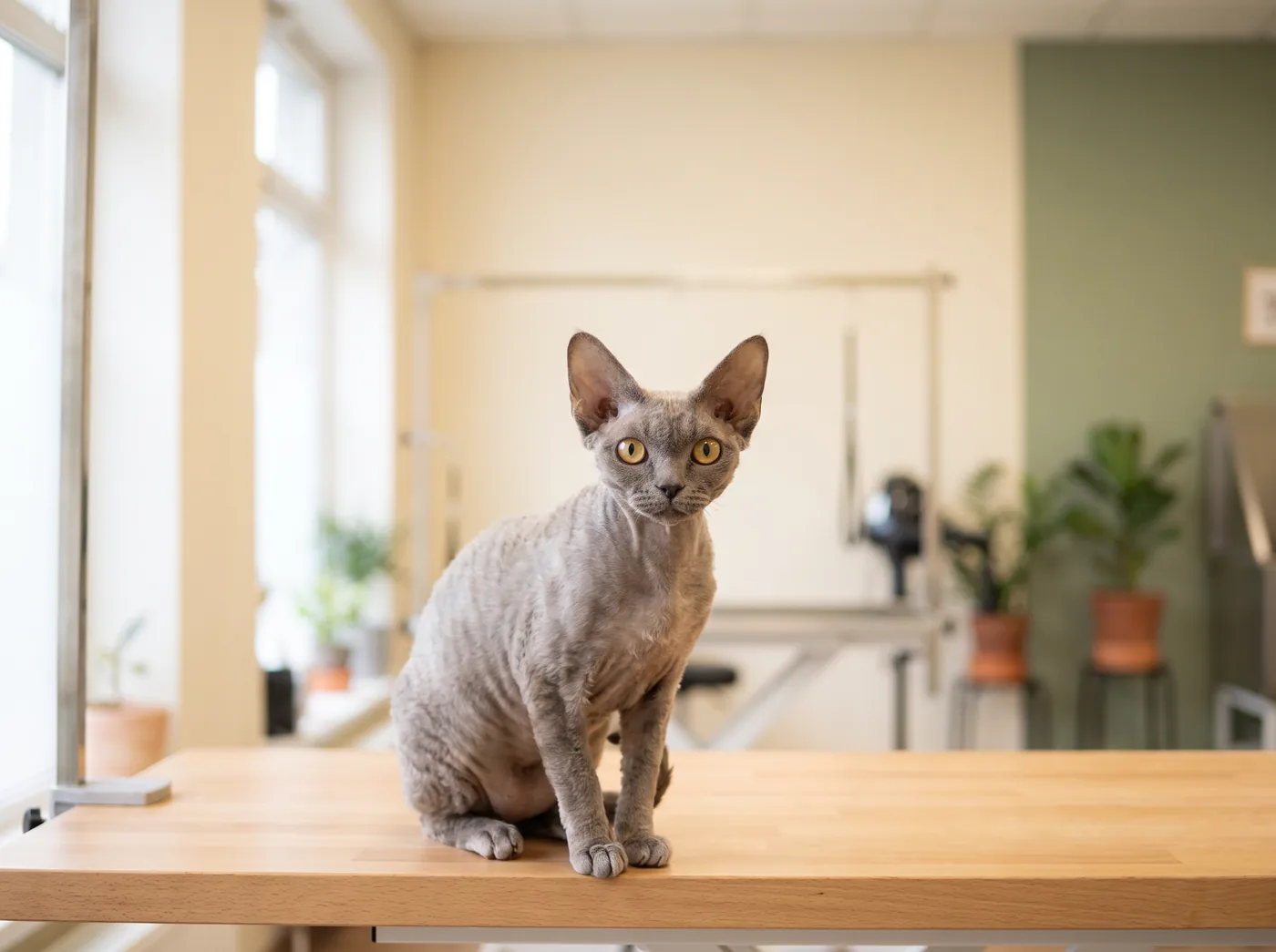A Devon Rex, a curl on a cat and a coat too fragile to brush hard