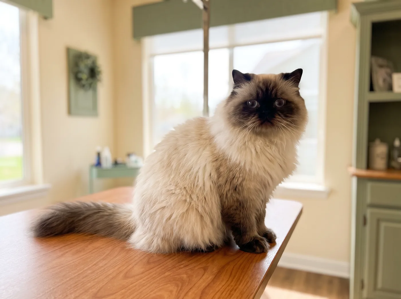 A Himalayan, a Persian coat and a flat face in one cat