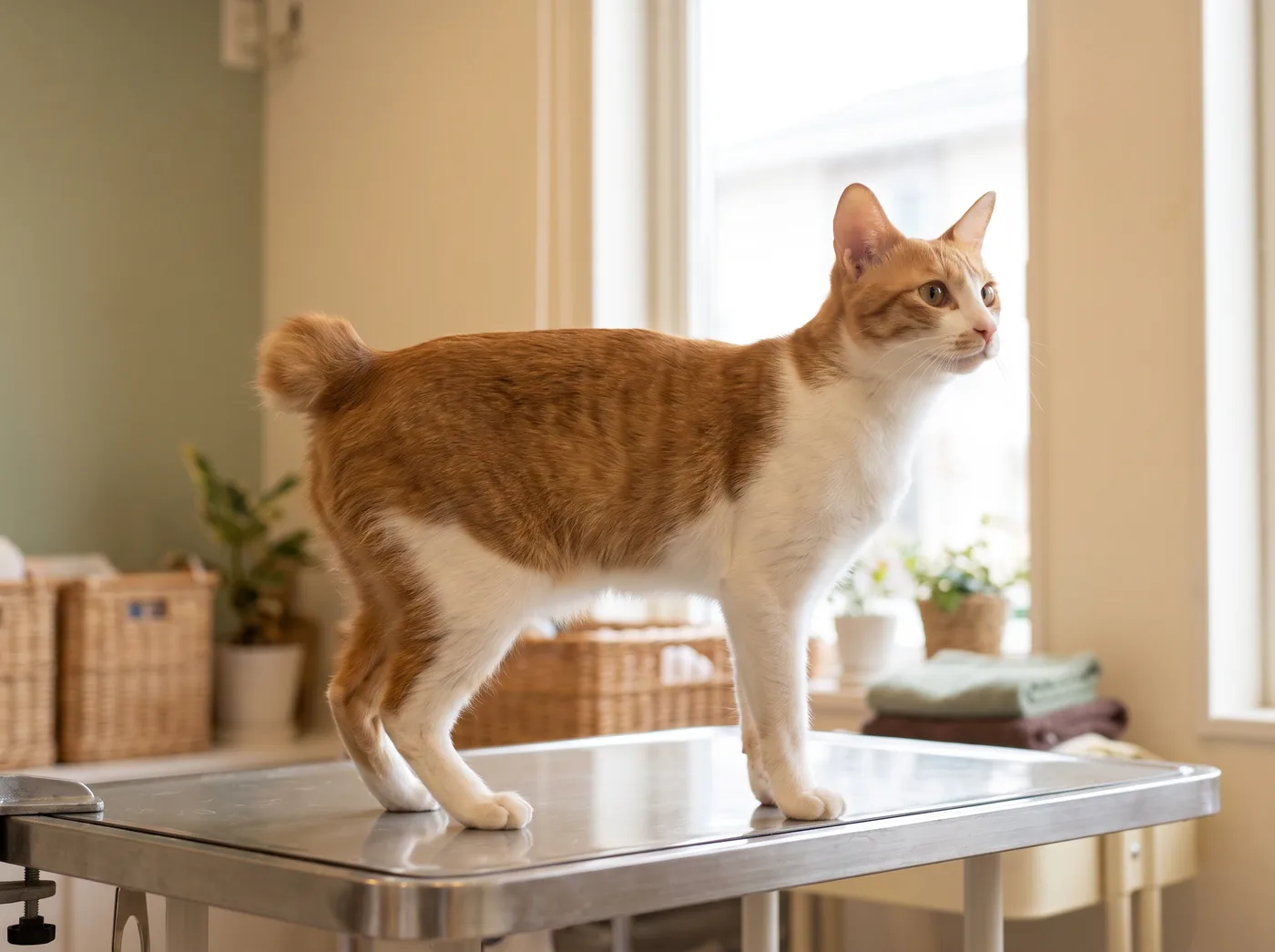 A Japanese Bobtail, a short tail from a gene with no spinal problems