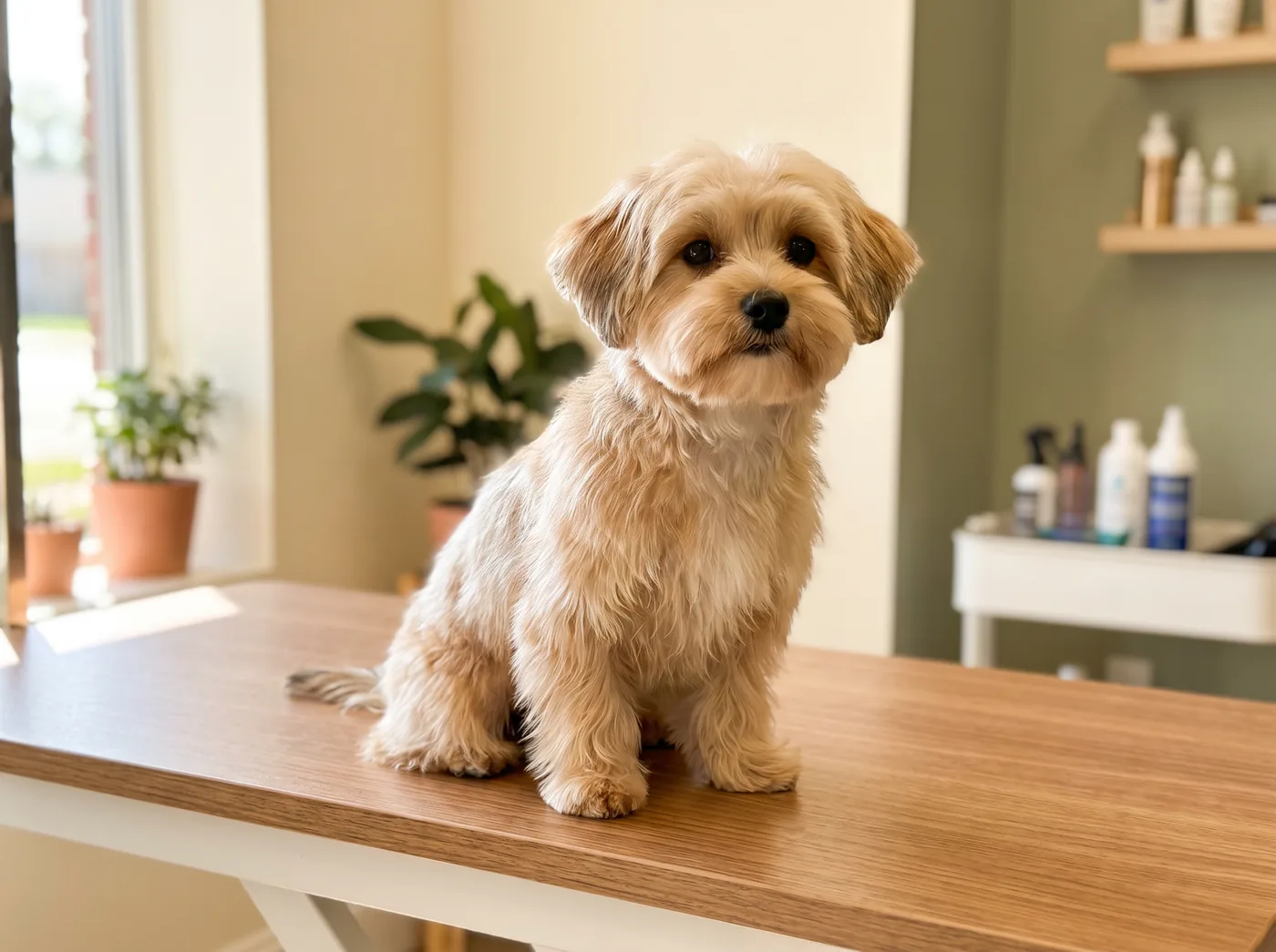 A Morkie, a Maltese and Yorkshire Terrier cross with a coat lottery
