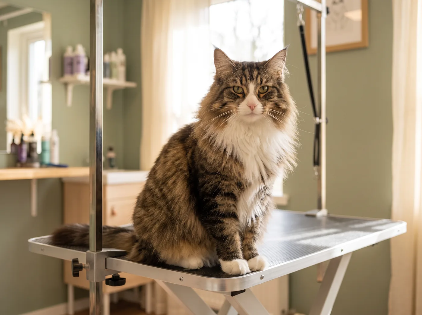 A Norwegian Forest Cat, a true double coat with a heavy ruff