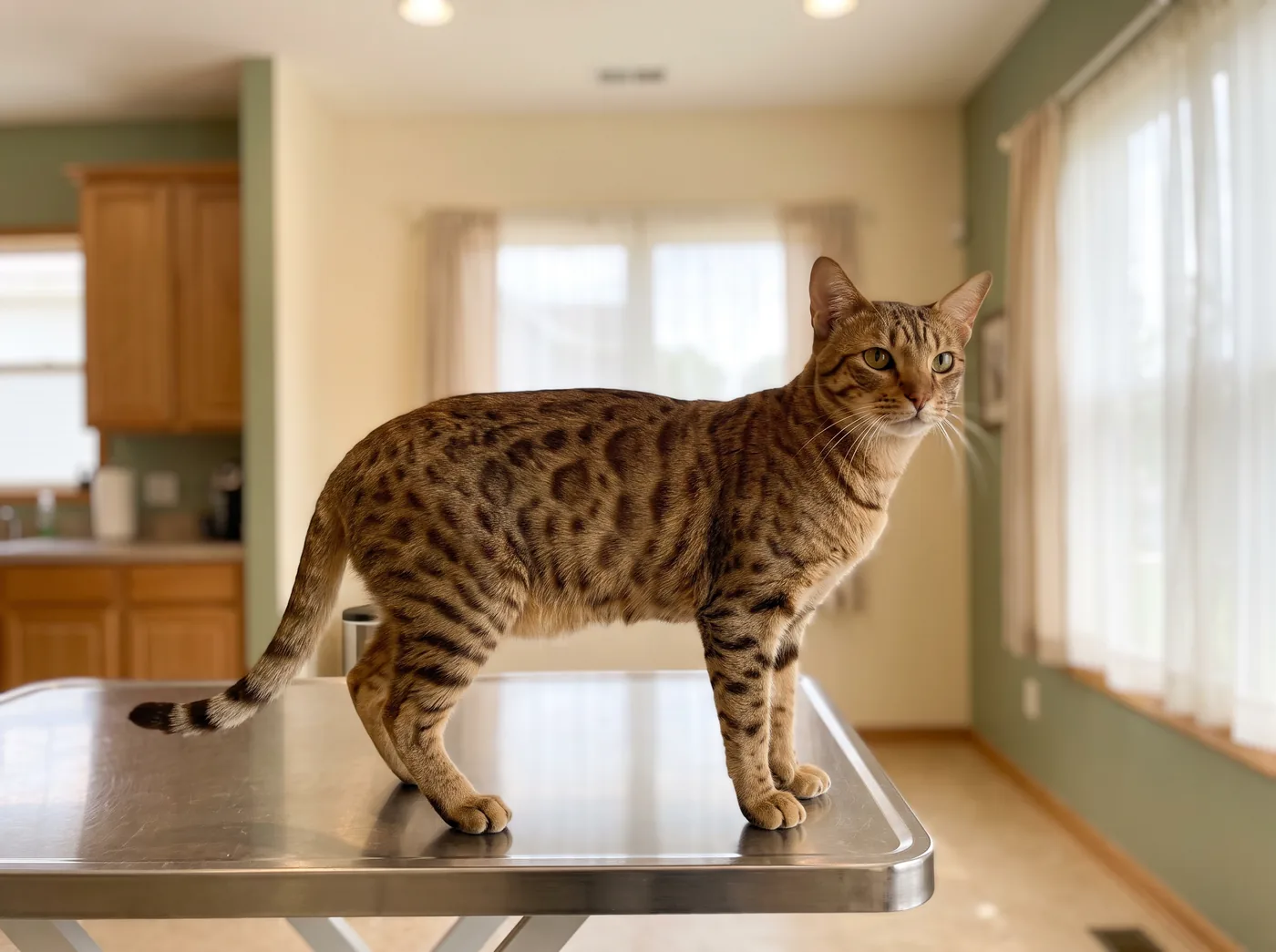 An Ocicat, a wild looking cat with no wild ancestry at all