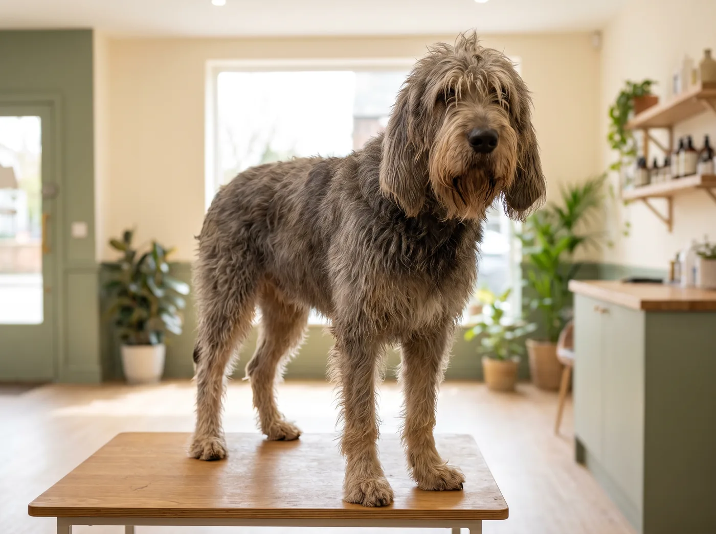 An Otterhound, an oily rough coat and genuinely webbed feet