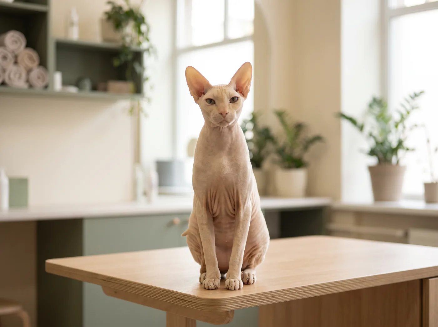 A Peterbald, a breed that comes in five different coat types